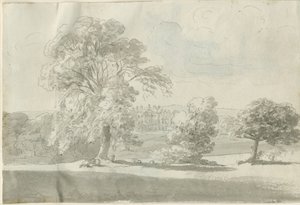 Shenstone - Little Aston Hall: ritning med penna och tvätt, nd [1788-1855] (ritning)
