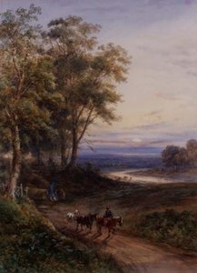 Timmerlaget vid solnedgången (akvarell) av Henry Earp