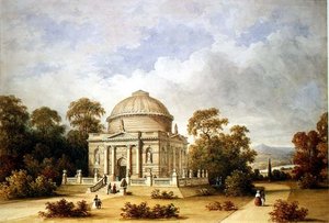 En design för Hamilton Mausoleum (akvarell) av Henry Edmund Goodridge