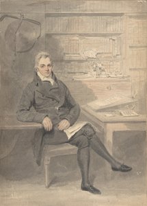 Porträtt av en man, sittande framför ett skrivbord, 1795-1800.