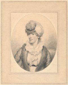 Porträtt av en ung dam i en turban av Henry Edridge