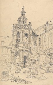 Verandan i Halle of the Haute Vielle Tour, Rouen av Henry Edridge