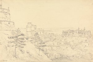 Windsor Castle från Runda tornets Glacis av Henry Edridge