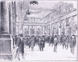 Inuti Royal Exchange i Manchester, illustration från Cassells History of England, 1900-talet av Henry Edward Tidmarsh