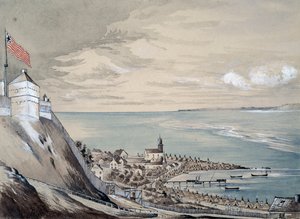 Fortet och byn Mackinaw, med det indiska lägret, september 1842 (wc på papper)
