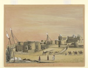 Del av ursprungsstaden Kurachee (Karachi), april 1851 (akvarell på papper)