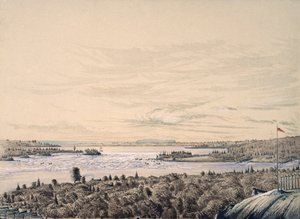 Sault de Ste. Marie mellan sjöarna Huron och Superior, 1842 (wc på papper)