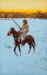 Indian som återvänder från jakten, 1912 av Henry Francois Farny