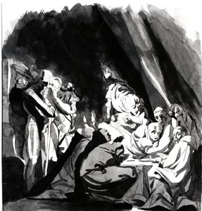 Kardinal Beauforts död, illustration från Shakespeares "Henrik VI", 1772 (penna, bläck och tvätt på papper) av Johann Heinrich Füssli