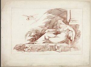 Sovande kvinna med en cupid av Johann Heinrich Füssli