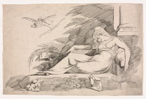 Sovande kvinna med en cupid av Johann Heinrich Füssli