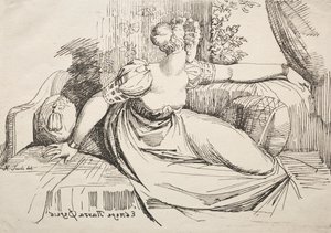 Exemplar av polyautografi: Kvinna på en soffa. av Johann Heinrich Füssli