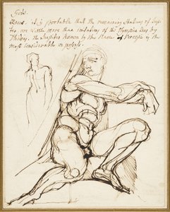 Studie av Ignudo i Sixtinska kapellet, Rom (recto); Parafras av Ignudo som sitter till övre höger om profeten Jeremia i kapellet, Rom (verso) av Johann Heinrich Füssli