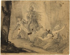 Theodore möter i skogen spöket av sin förfader Guido Cavalcanti, jagar med mastiffer sin tidigare föraktfulla älskarinna av Johann Heinrich Füssli