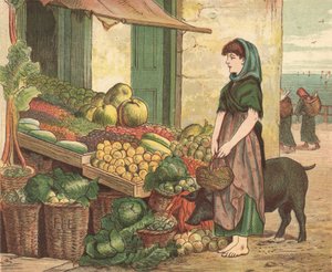 Fattiga människor (färg litho)