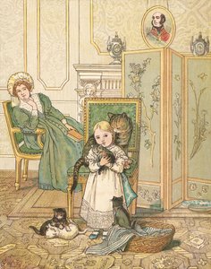 Prinsessan och hennes kattungar (färg litho) av Henry Hetherington Emmerson