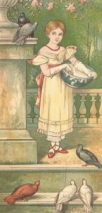 Prinsessan och hennes duvor (färg litho)