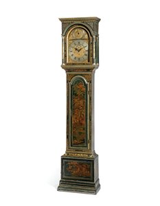 George III blå Japansk kvarts slående lång boettklocka, York, ca 1760 (trä & metall) (se även 615808) av Henry Hindley