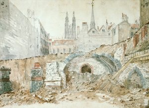 Delar av basilikan från sent 1:a-tidigt 2:a århundradet i City of London av Henry Hodge