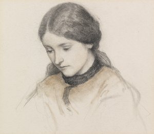 Head of a Girl (penna och krita) av Henry Holiday