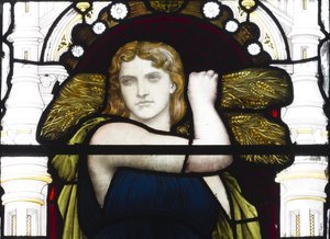 Ruth med majs, detalj, 1881-83 (målat glas) av Henry Holiday