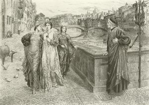 Det första mötet mellan Dante och Beatrice (gravyr)