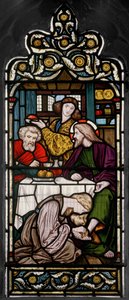 Tvätt av fötterna, 1866 (målat glas) av Henry Holiday