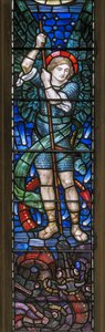 Yeovil, St John The Baptist, Lowndes & Drury, Henry Holiday, The Archangel St Michael & Dragons, 1917-18 av Henry Holiday