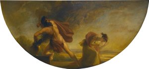 The Opening of Pandoras Vase, 1834 (olja på mahognypanel)