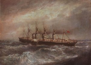 Ångfartyget "Great Eastern" (1858) lade den första framgångsrika Atlantkabeln av Henry Hugh Clifford