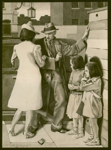 En gräl, ca 1935 (tvätt på papper) av Henry J. Hunt