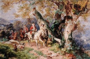 1700-talsfigurer i ett landskap av Henry James G. Holding