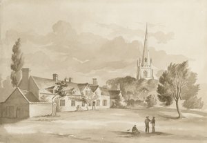 Brewood Church: sepiateckning, 1844