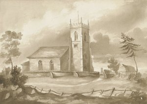Codsall Church: sepiateckning, nd [1844] av Henry James Noyes