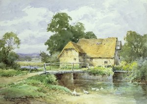 Av en Surrey Watermill (akvarell)