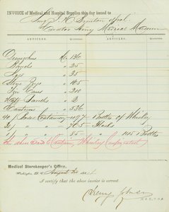Invoice of medical and hospital stores, signed Henry Johnson, August 30, 1864 av Henry Johnson