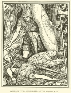 Achilles tycker synd om Penthesilea efter att ha dödat henne av Henry Justice Ford