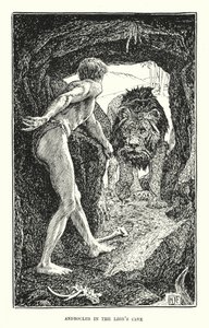 Androkles i lejonets grotta (gravyr) av Henry Justice Ford
