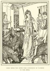 Circe skickar Swine (The Companions of Ulysses) till Styes av Henry Justice Ford