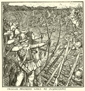Engelsk bågskytte vinner på Agincourt av Henry Justice Ford