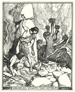 Herakles bekämpar Hydra (litho) av Henry Justice Ford