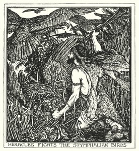Herakles bekämpar Stymphalian-fåglarna (litho) av Henry Justice Ford