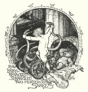 Hur Baby Heracles strypte två mordiska ormar (litho) av Henry Justice Ford
