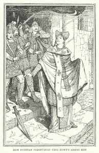Hur Dunstan skrämde kung Edwys beväpnade män (litho) av Henry Justice Ford
