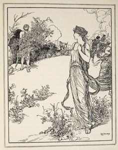 Hur Odysseus mötte Nausicaa, från Andrew Langs "Tales of the Greek Seas", 1926 (bläck på papper)