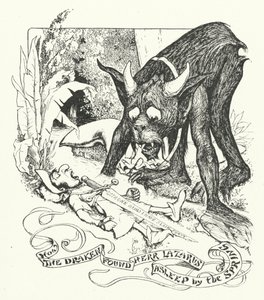 Hur draken fann Herr Lazarus sovande vid våren (gravyr) av Henry Justice Ford