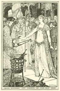 Inga uthärdar det heta järnets prövning (gravyr) av Henry Justice Ford