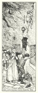 Lille John Wesley räddad från elden (litho) av Henry Justice Ford
