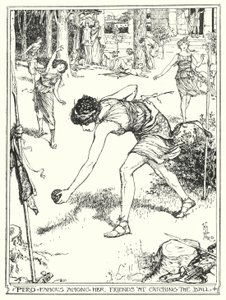 Men hon är känd bland sina vänner för att fånga bollen (litho) av Henry Justice Ford