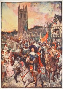 Prins Rupert i Oxford på väg till strid, illustration från "A History of England" av C.R.L. Fletcher och Rudyard Kipling, 1911. av Henry Justice Ford